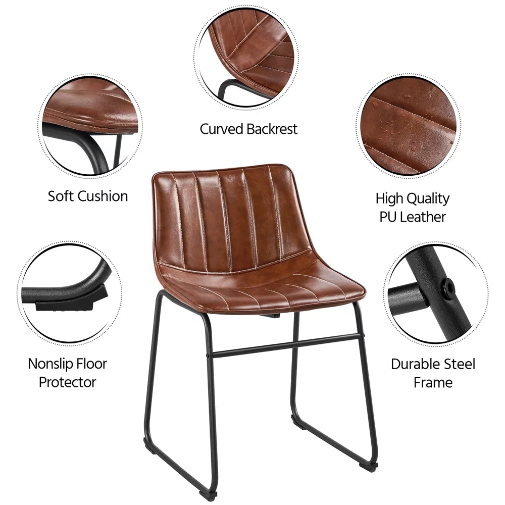 Brown Faux Leather Dining Chairs Set of 4 M8775