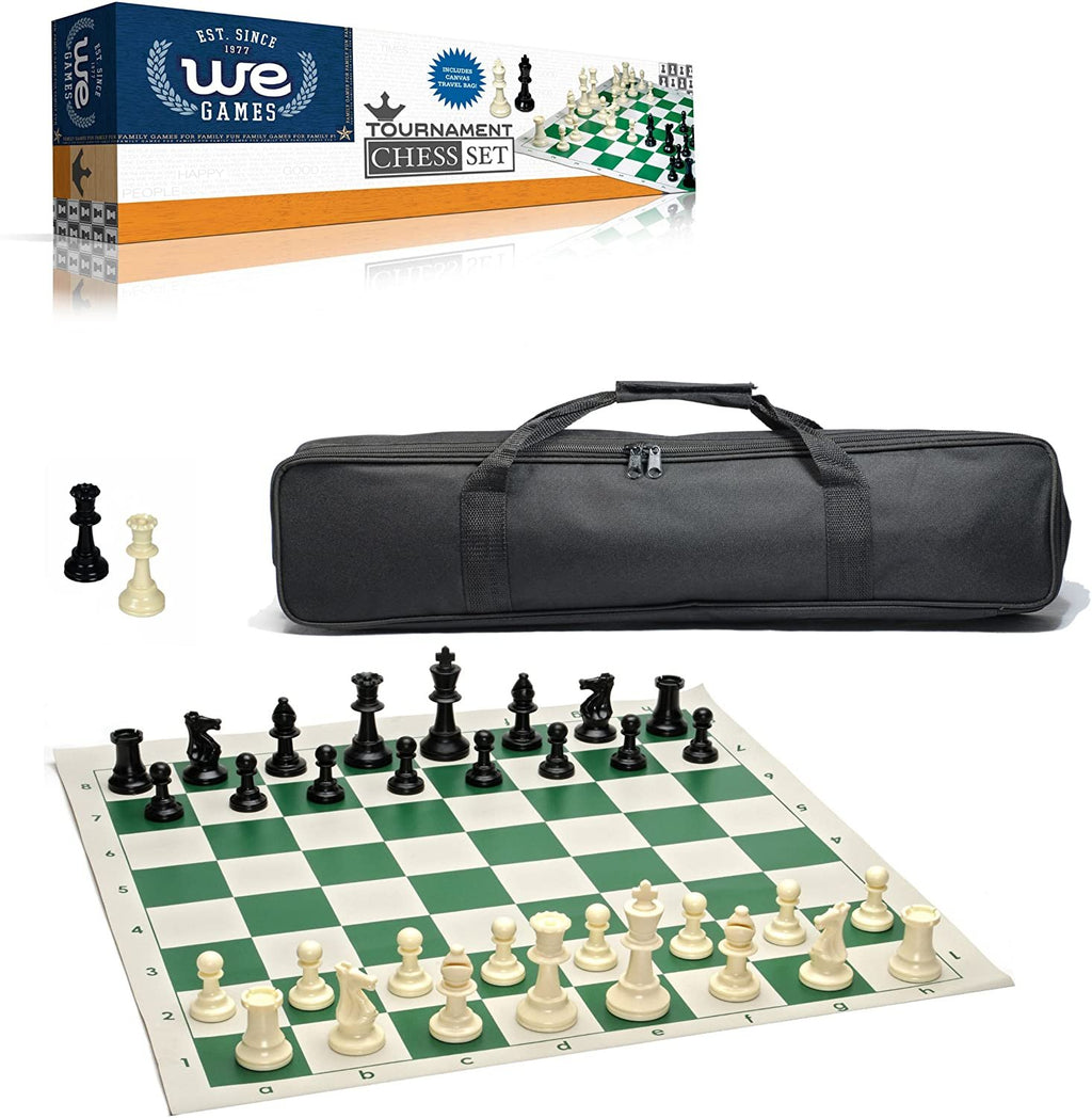 Complete Tournament Chess Set with Roll-up Board and Canvas Bag M2843