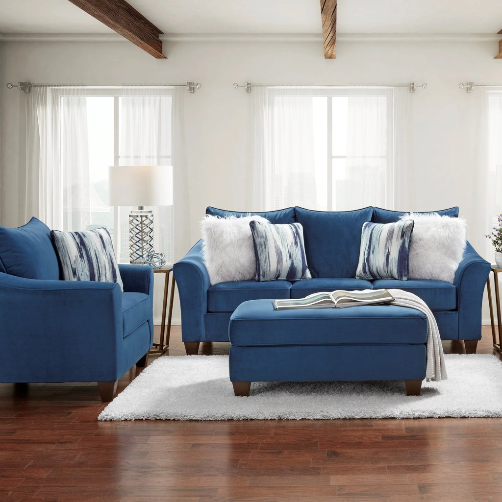 Navy Blue Fabric 3-Piece Sofa Set E439276