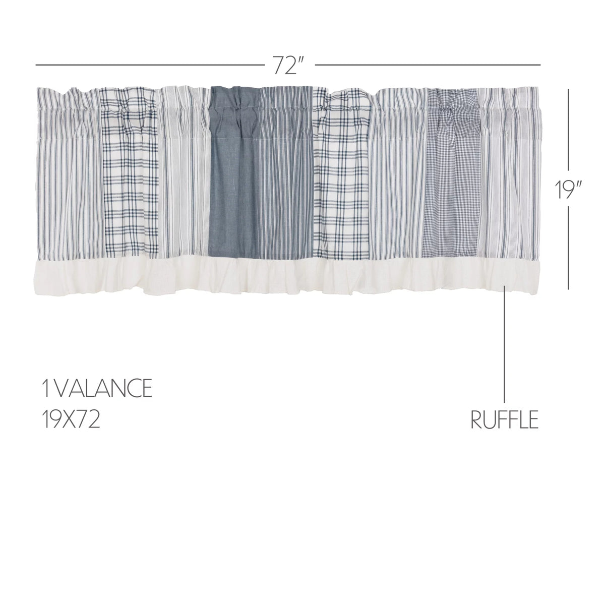 Blue Farmhouse Window Panel Set with Attached Valance Q853217