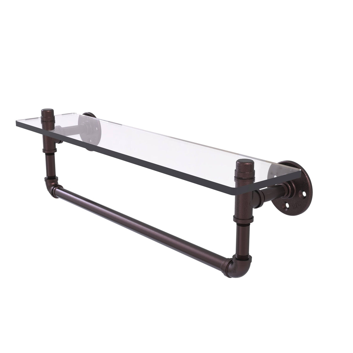 22 in. Glass Shelf with Towel Bar Satin Nickel V166071