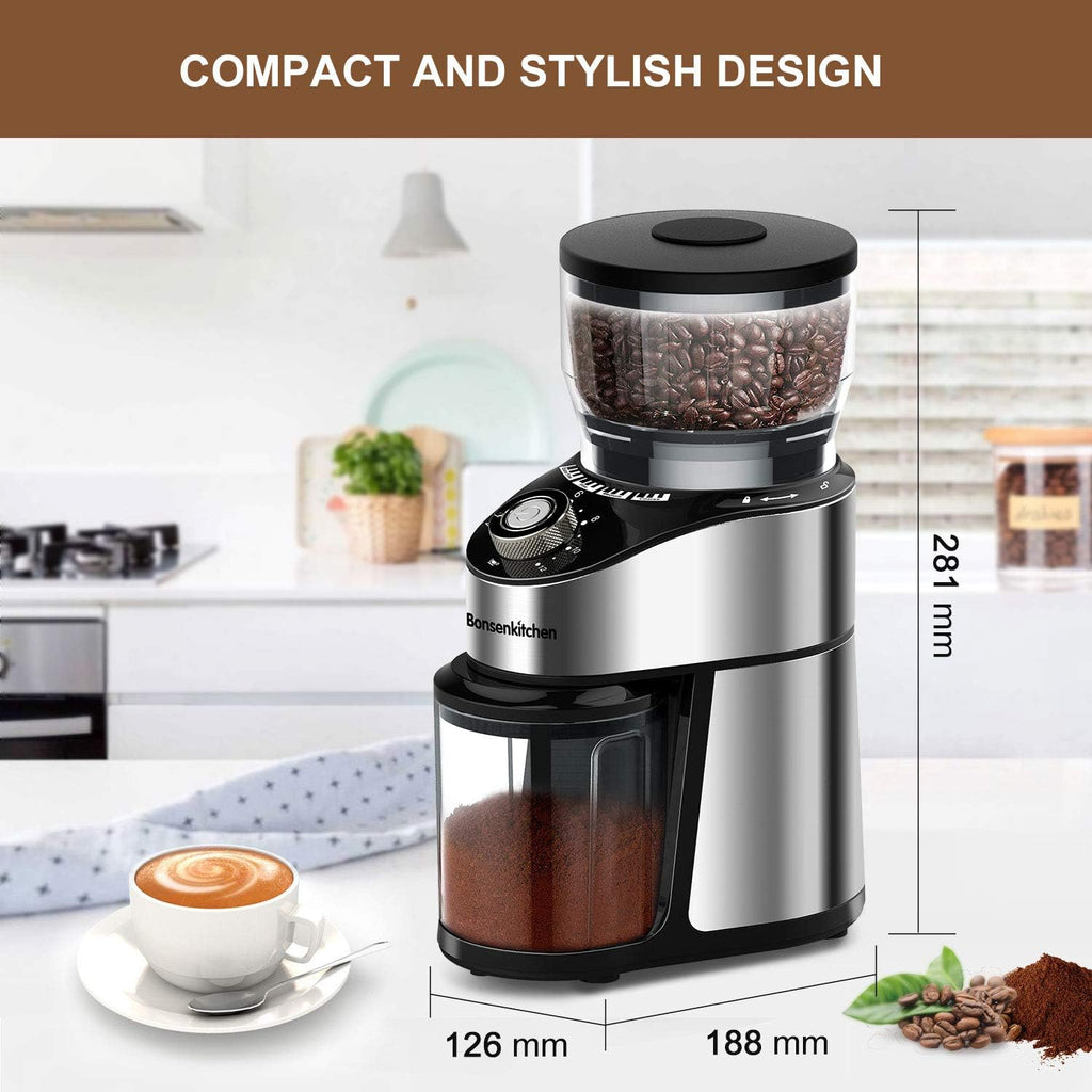 Stainless Steel Electric Conical Burr Coffee Grinder with 12 Grind Settings M28230