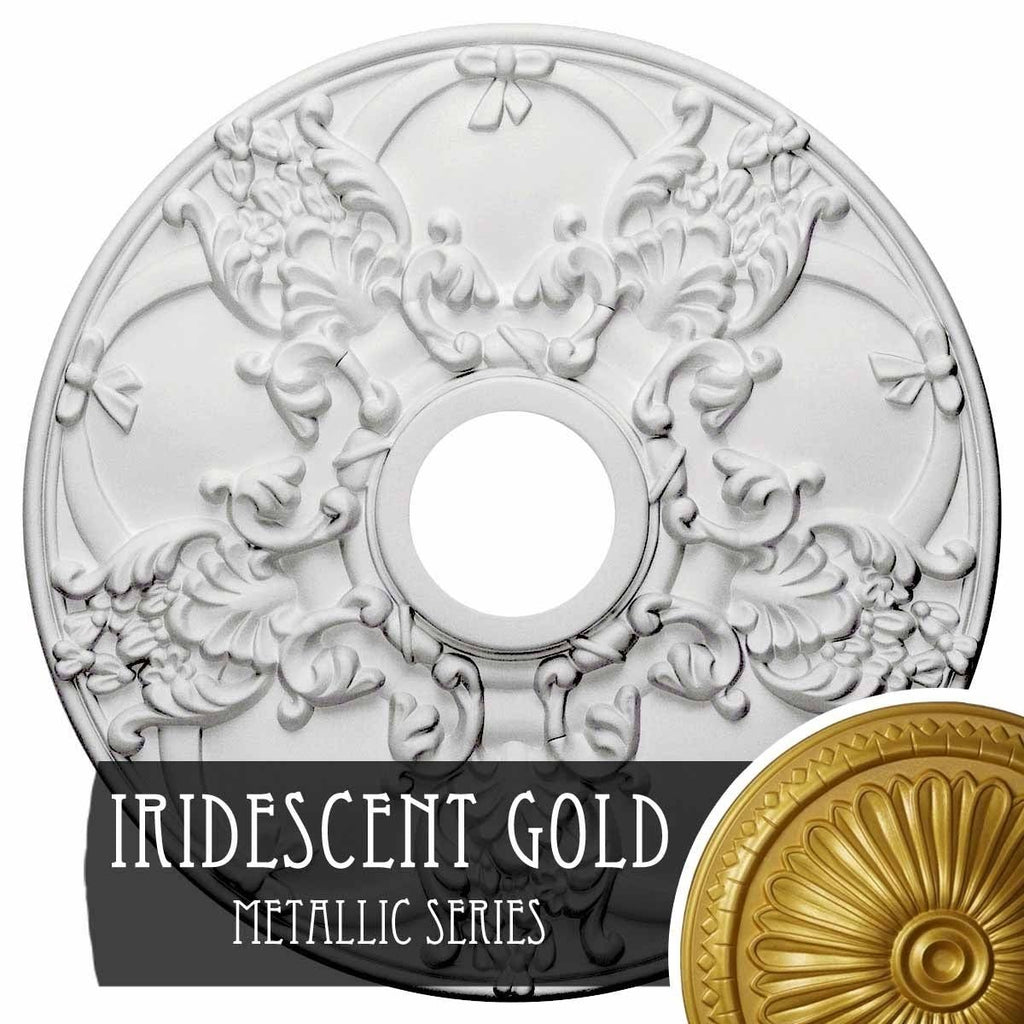 18 inchod x 3 1/2 inchid x 1 3/8 inchp Norwich Ceiling Medallion Hand-Painted Iridescent Gold I276