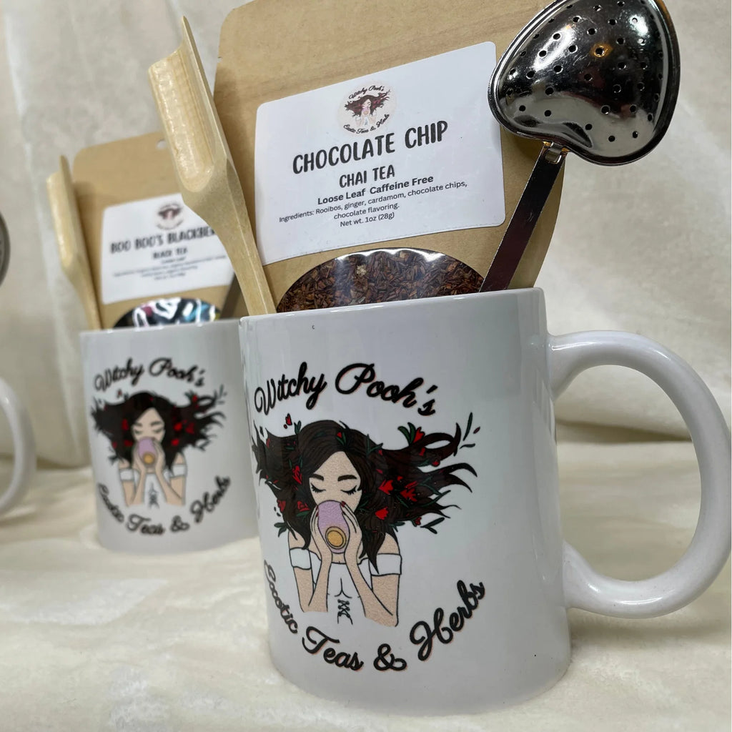 Mint Chocolate Mocha Herbal Tea Gift Mug Set with Heart Infuser F207166