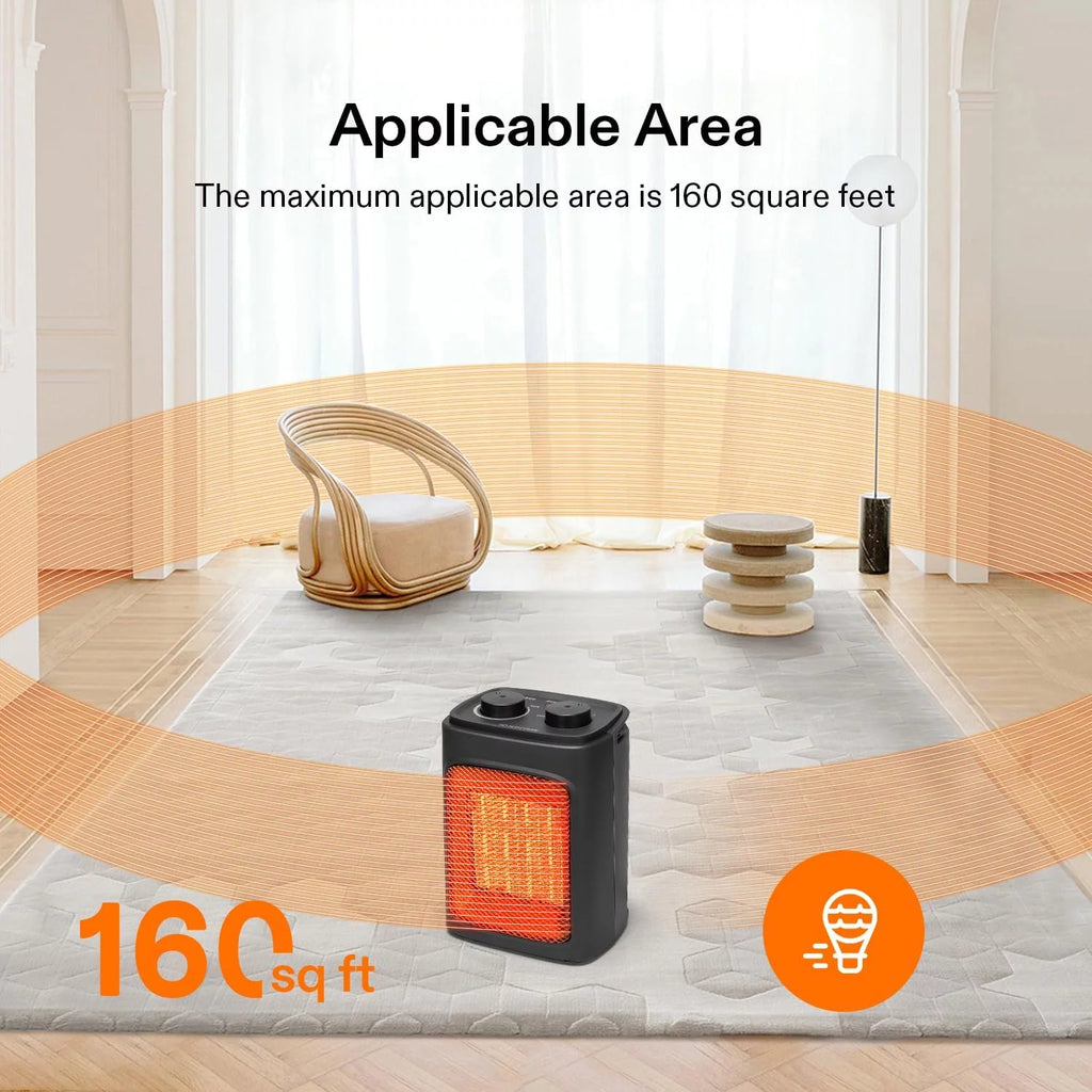 1500W Portable PTC Electric Heater with Adjustable Thermostat N6979