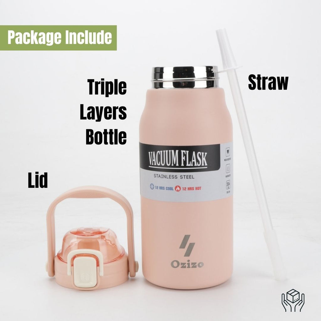 44 oz Insulated Stainless Steel Water Bottle with Straw C1393