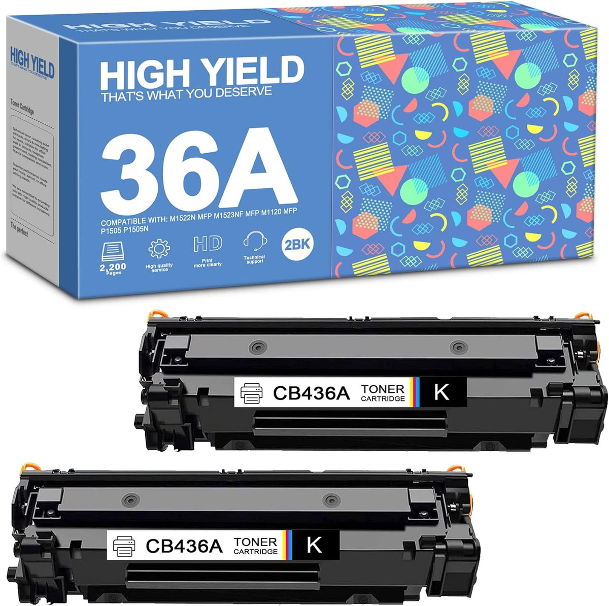 2 Pack Black Toner Cartridge for HP Printers W655102