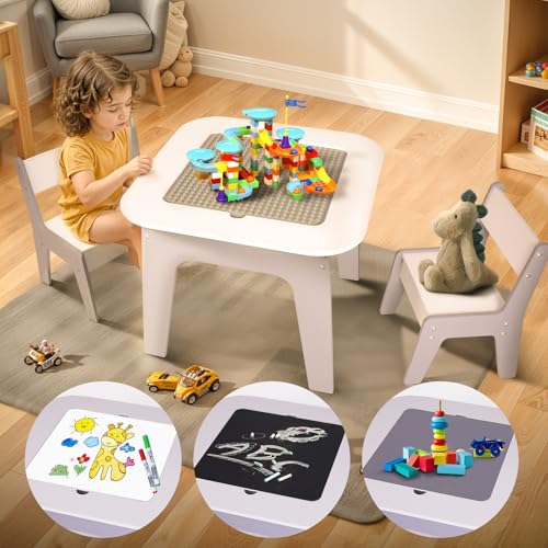 4 in 1 Wooden Kids Table and Chair Set with Storage R803903