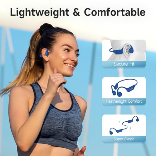 Bone Conduction Headphones Bluetooth 5.4 Open Ear Wireless with Mic IPX5 Waterproof M244