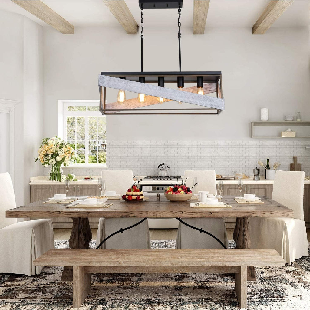 Antique Gold and Black Wood Pendant Light J631710
