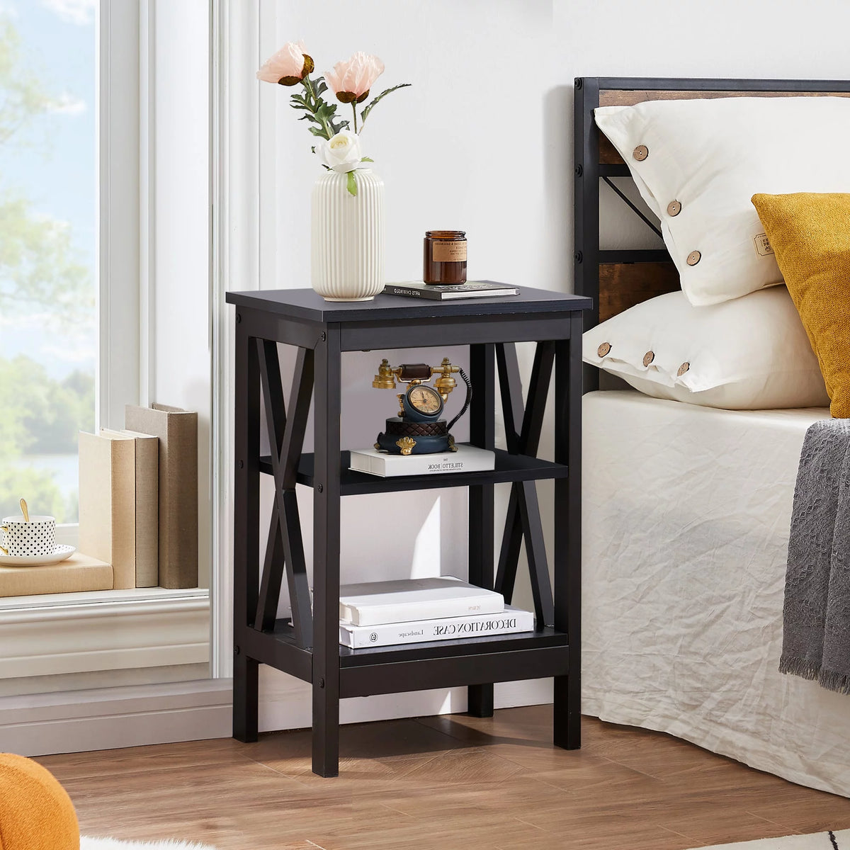 Black 3-Tier Nightstand C867
