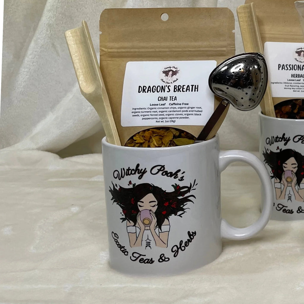 Mint Chocolate Mocha Herbal Tea Gift Mug Set with Heart Infuser F207166