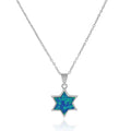925 Sterling Silver Blue Star of David Pendant Necklace, 18" V373659