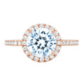 1.86ct Round Cut Blue Simulated Diamond 18k Rose Gold Halo Ring Size 3.75 W636
