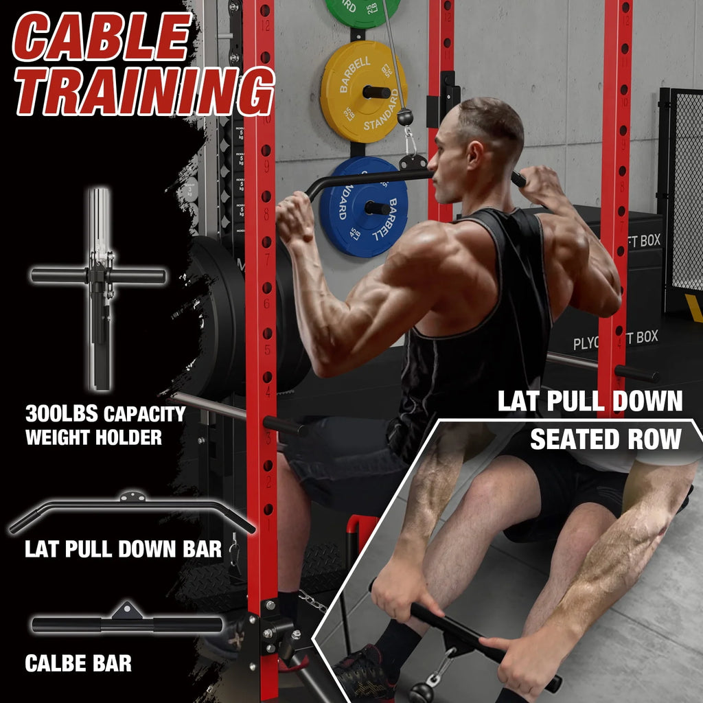 1200LBS Capacity Power Rack with LAT Pulldown System P161986