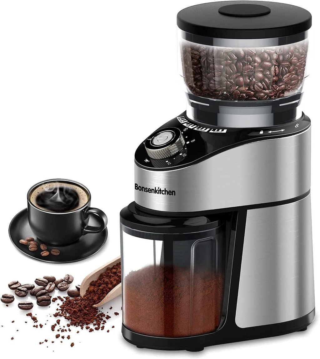 Stainless Steel Electric Conical Burr Coffee Grinder with 12 Grind Settings M28230