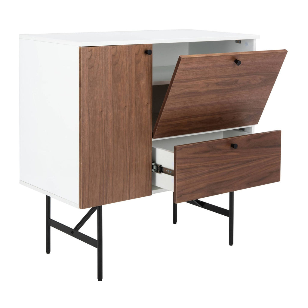 Walnut White Black Wood Chest H462796