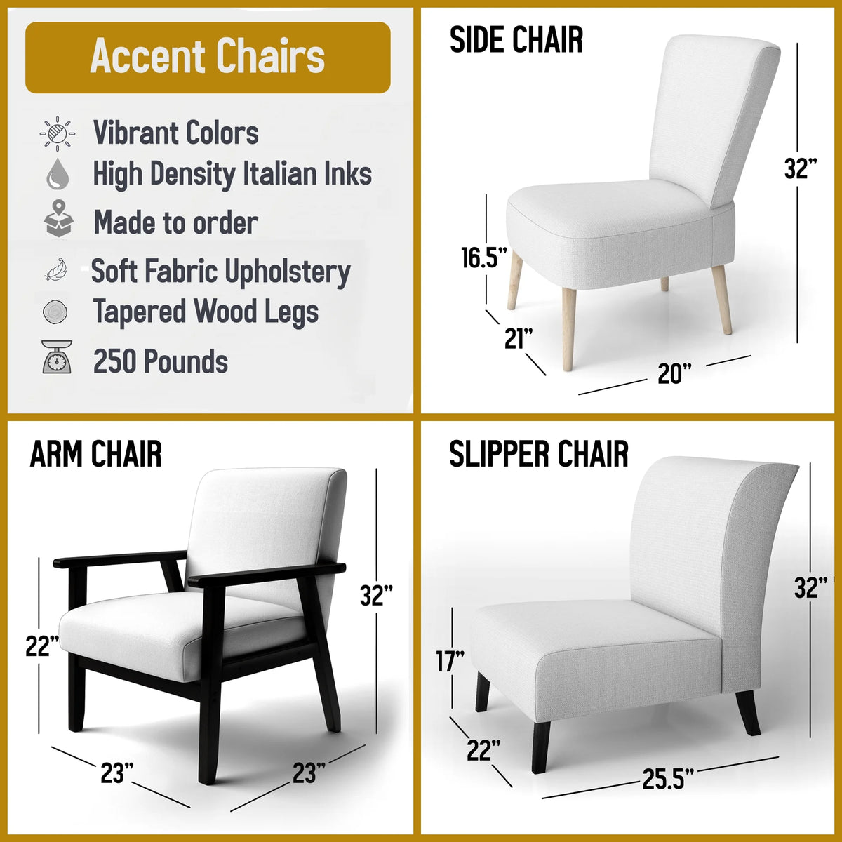 Upholstered Patterned Accent Chair and Arm Chair X4433