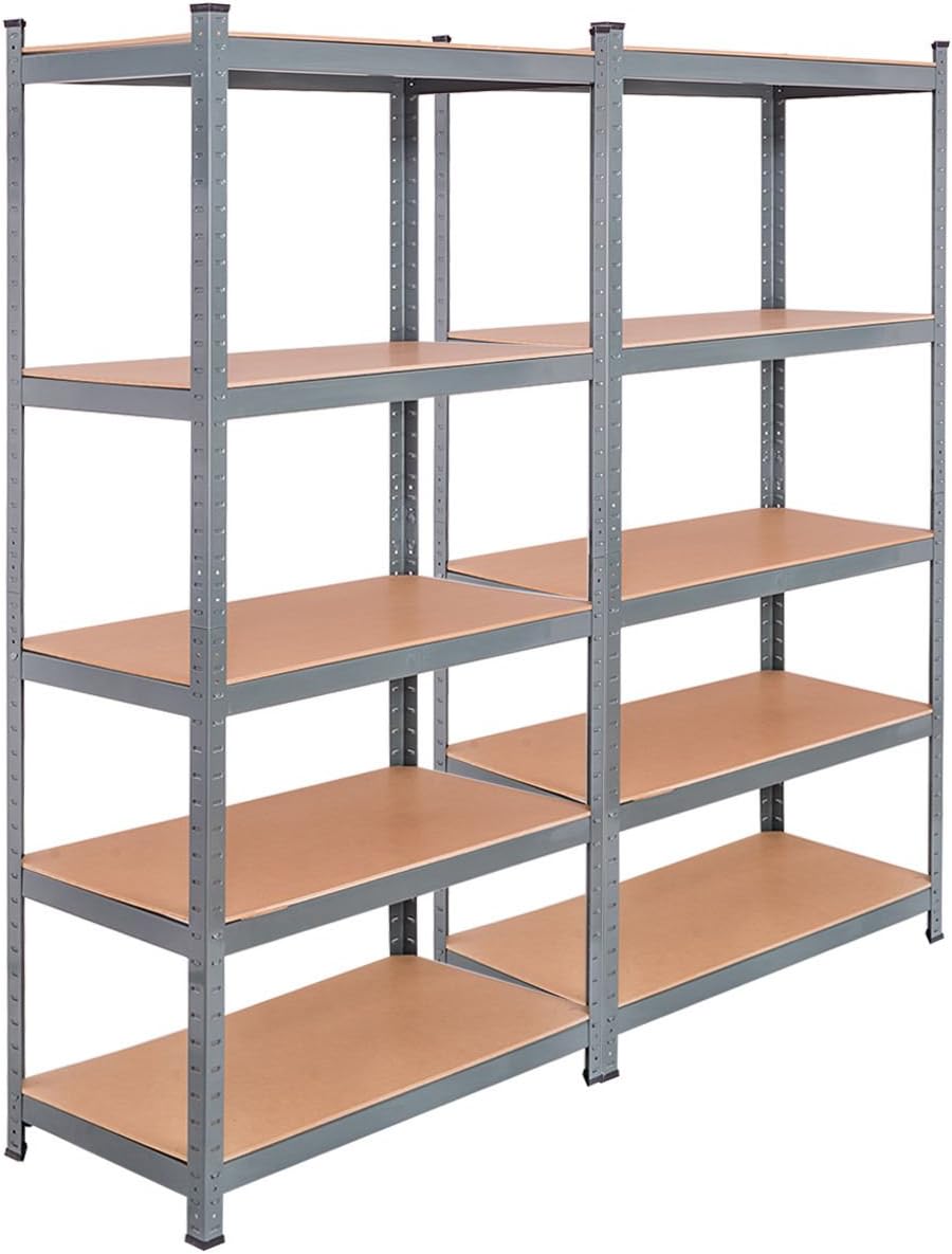 5-Tier Steel Storage Shelves with Adjustable Shelves (2 PCS) A272189