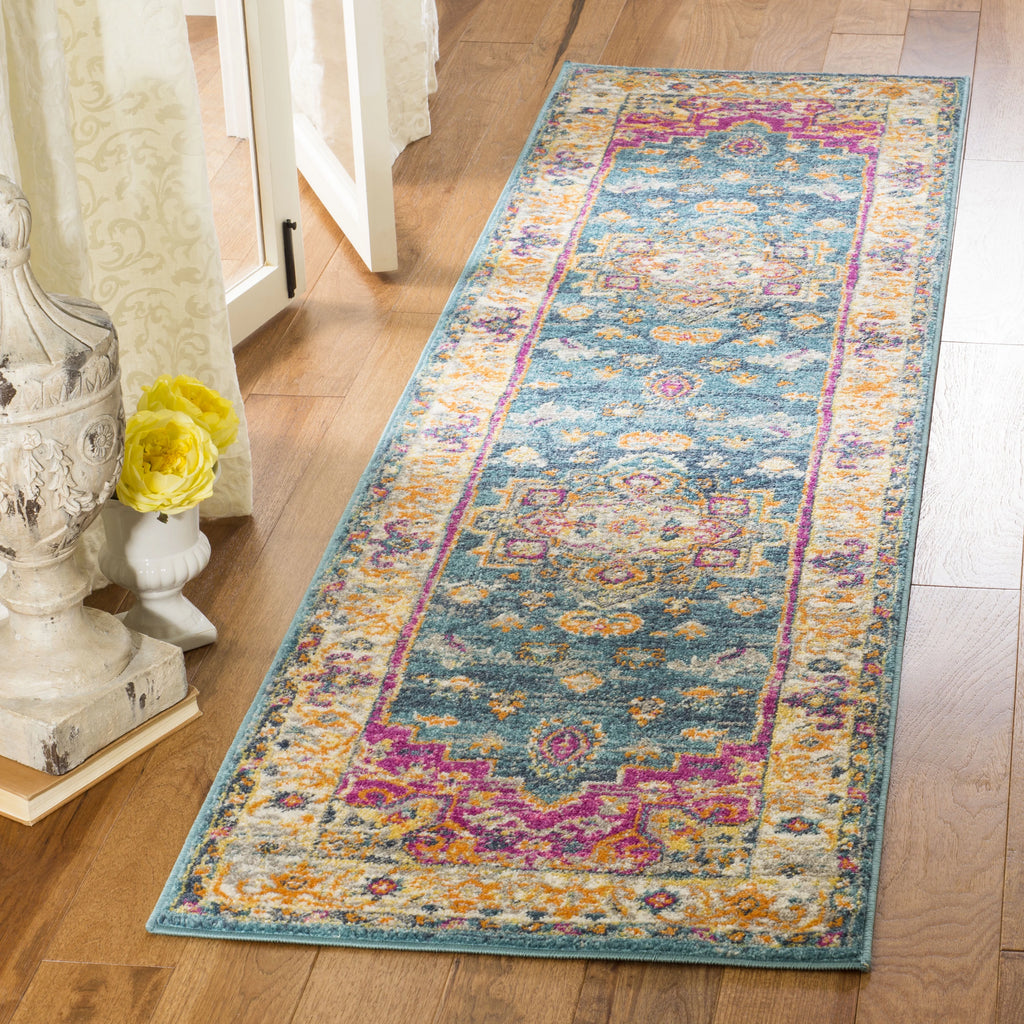 Blue Multi Floral Runner Rug 2'3" x 10' B25524