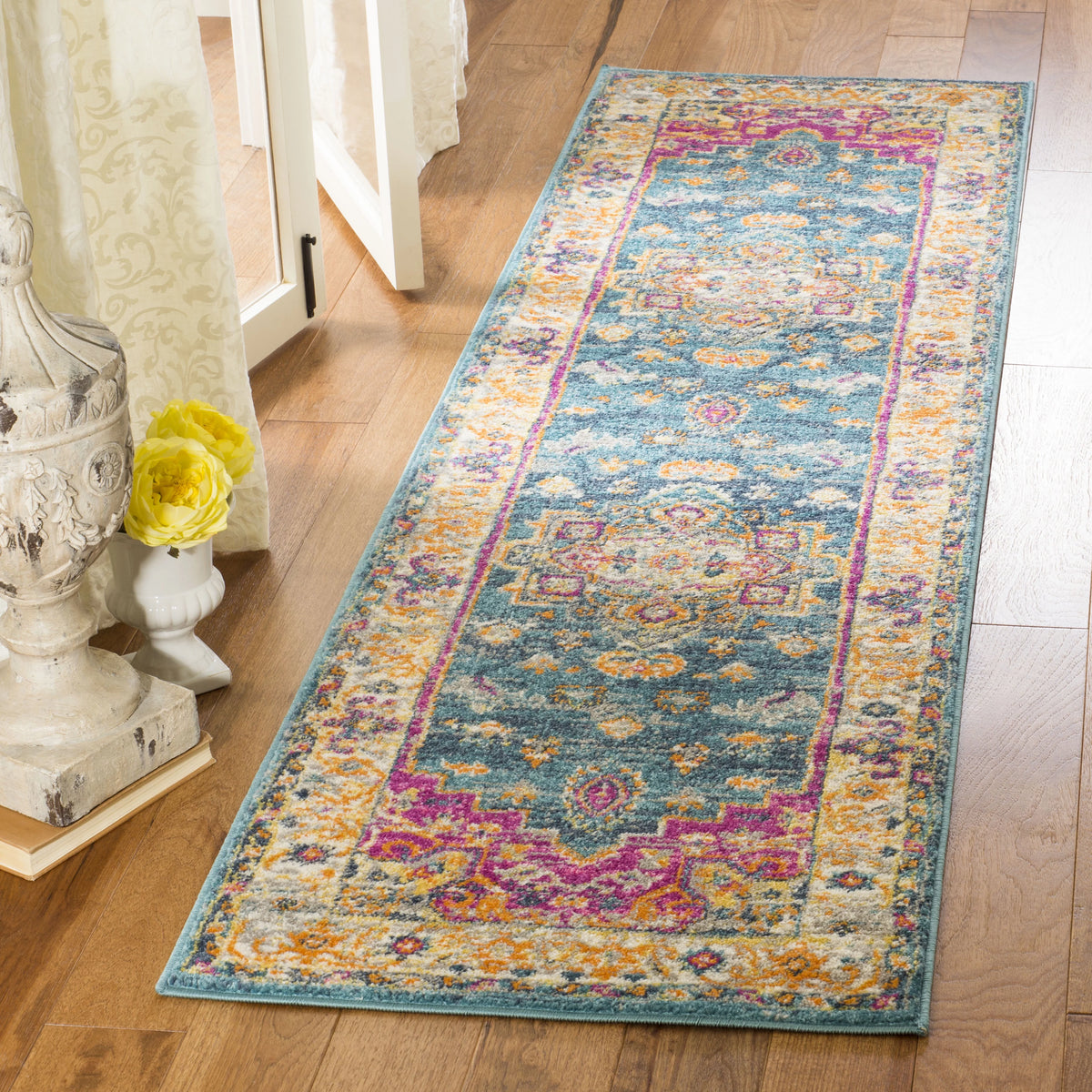 Blue Multi Floral Runner Rug 2'3" x 10' B25524