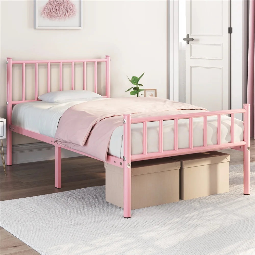 Queen Metal Bed Frame with Spindle Headboard and Footboard V52391