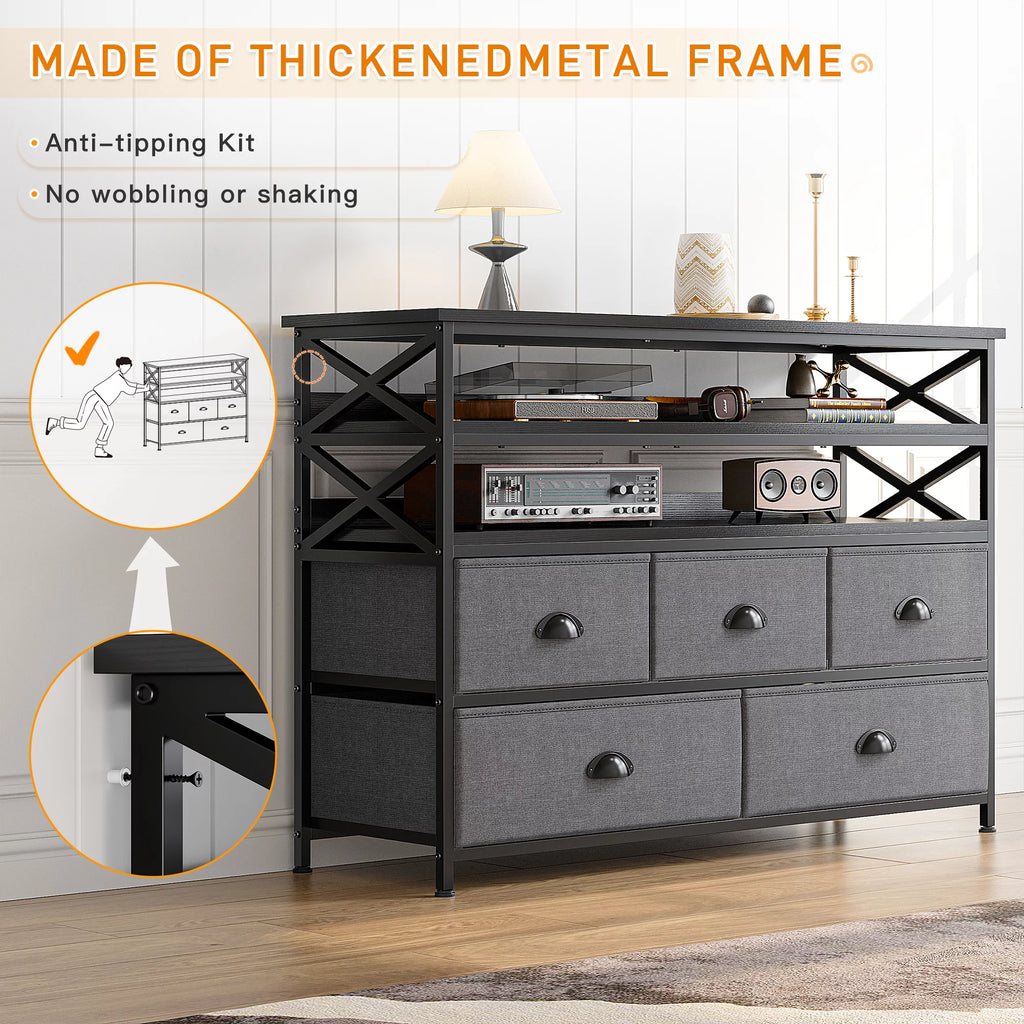 Rustic Brown 5 Drawer Dresser TV Stand B993346