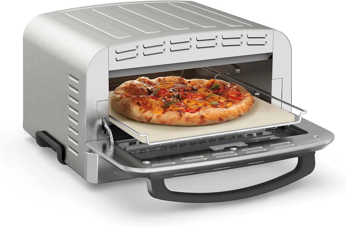 1800W Indoor Pizza Oven with Pizza Stone, Deep-Dish Pan & Pizza Peel V4976