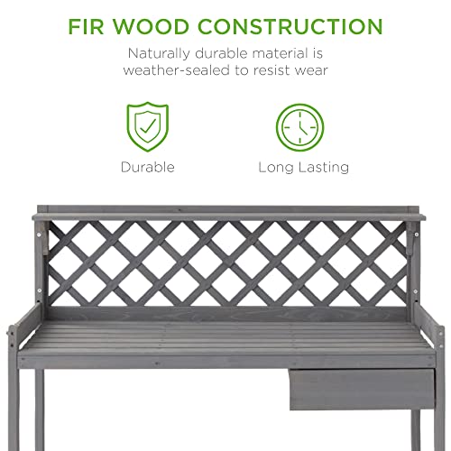 Wooden Potting Bench with Cabinet Drawer Y81294