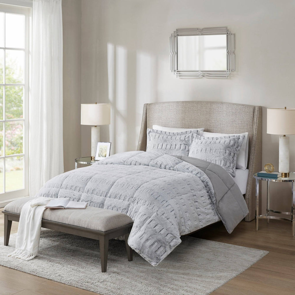 King/Cal King Long Fur Comforter Mini Set G1795