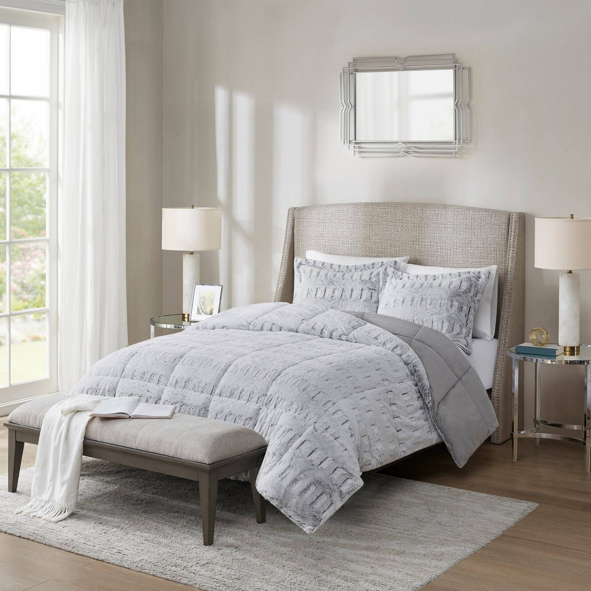 King/Cal King Long Fur Comforter Mini Set G1795