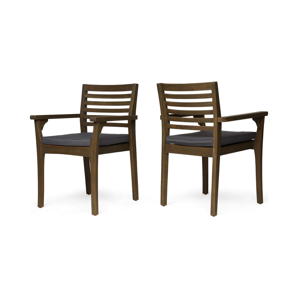 Acacia Wood Outdoor Dining Chairs Set of 2 I9397