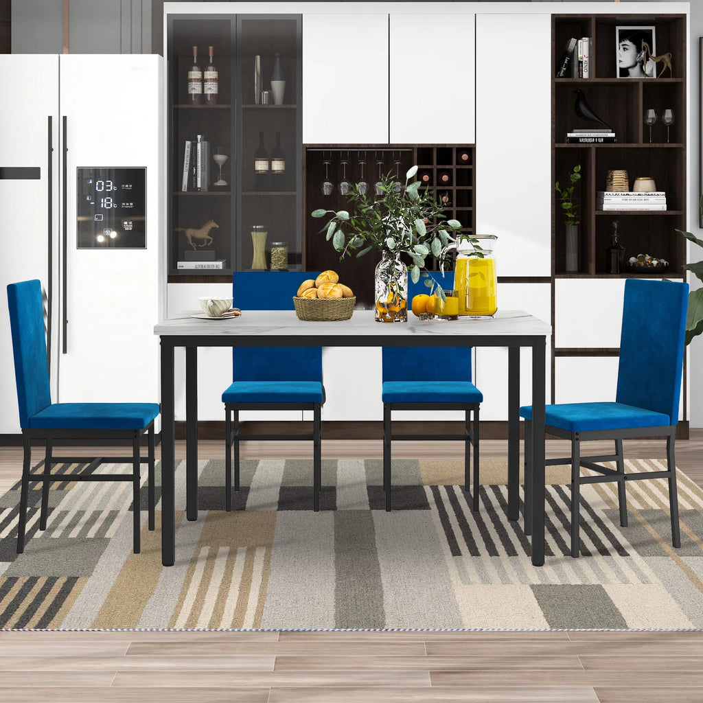 Gray 5-Piece Faux Marble Dining Table Set B97733