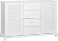 White Storage Cabinet with Drawers and Louvered Doors C7700