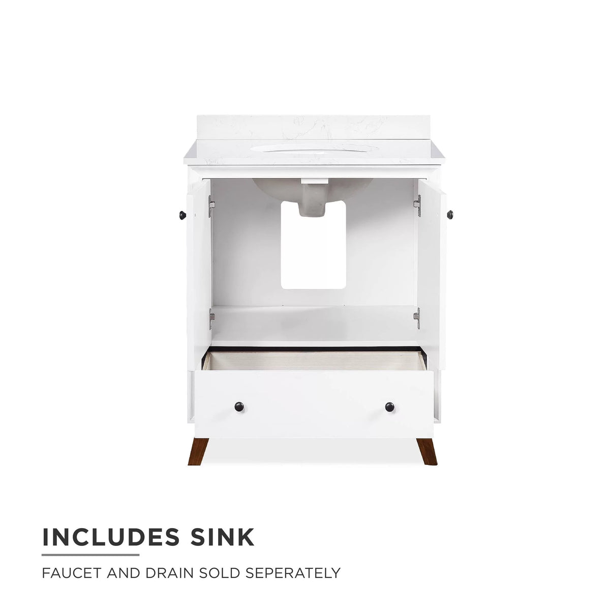 30 Inch White Bathroom Vanity with Sink D101