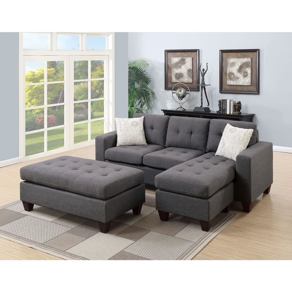 Blue Gray Fabric Sectional D28952