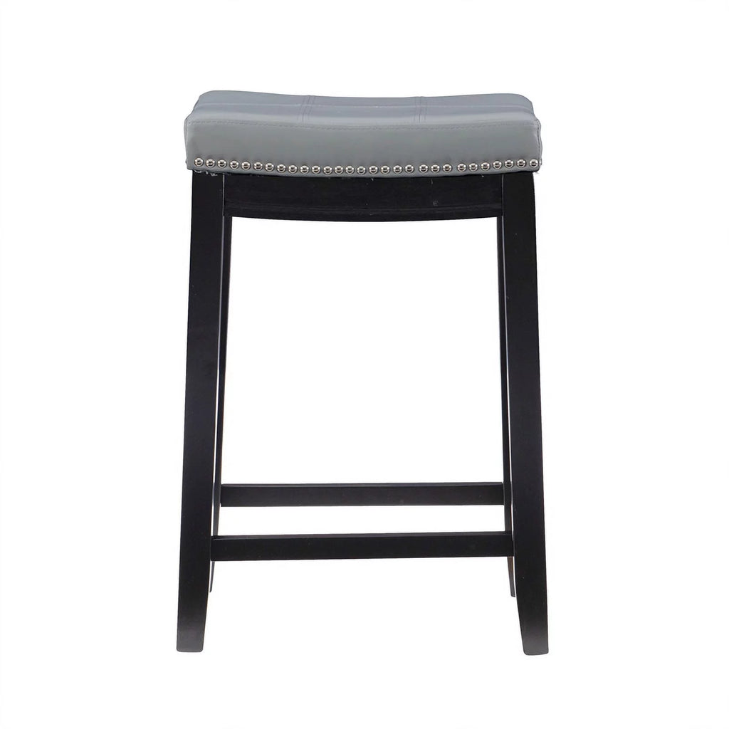 Gray Faux Leather Wood Backless Counter Stool V598277