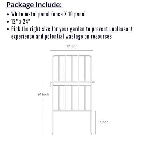 White 20 Panels 12in x 24in Rustproof Decorative Metal Wire Garden Fence O8788