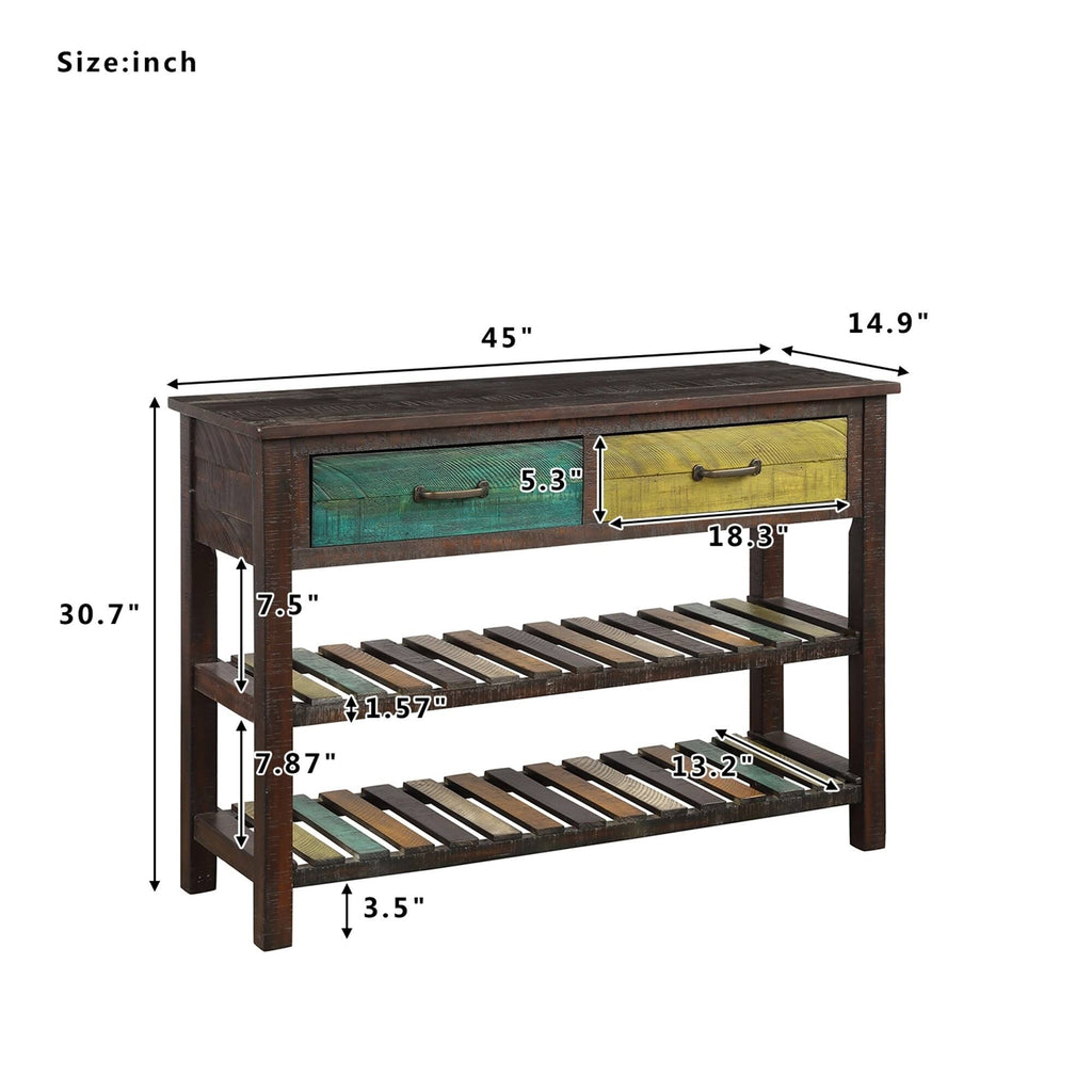 Console Table with Drawers and 2 Tiers Shelves K80965