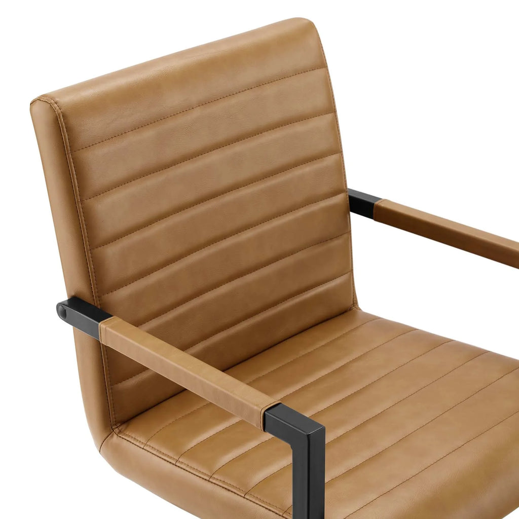 Tan Vegan Leather Dining Chairs, Set of 2 S725