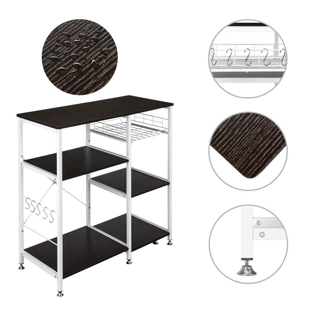 3 Tier Kitchen Rack Storage Shelf Microwave Stand, Dark Brown V595541