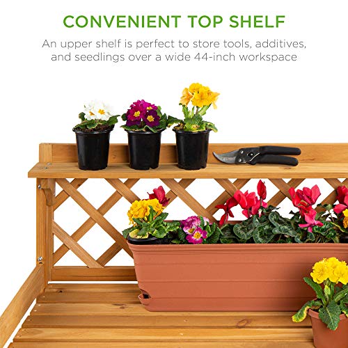 Wooden Potting Bench with Cabinet Drawer Y81294