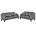 Classic Gray Faux Leather 2 Piece Sofa and Loveseat Set B372