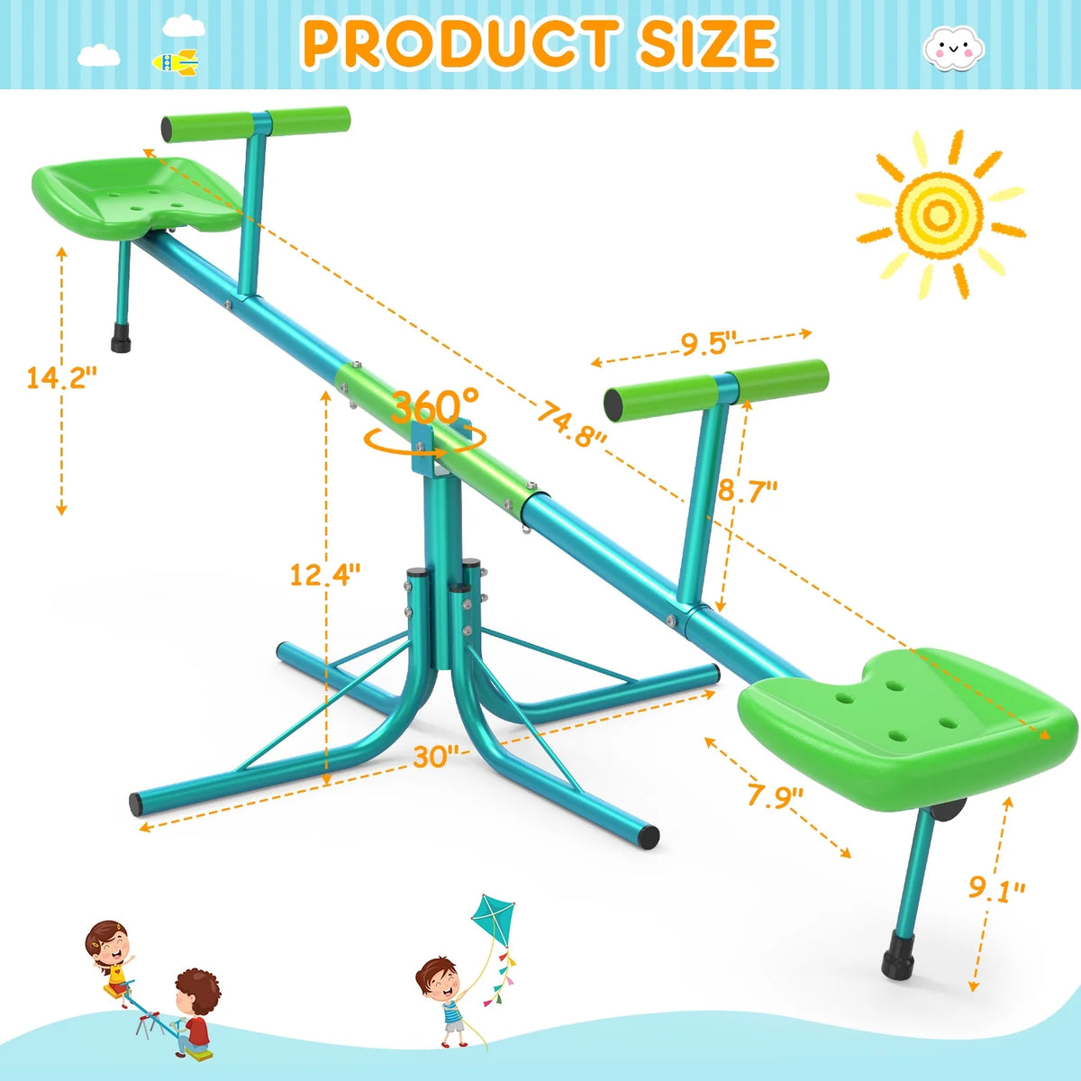 Kids Seesaw Teeter Totter with 360 Degrees Rotation Z71733