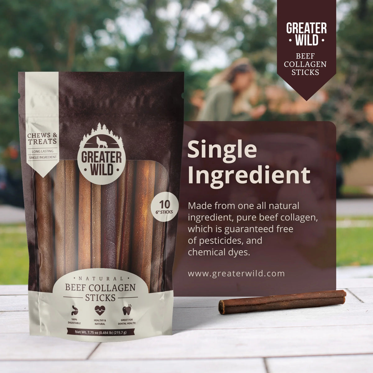 12" Beef Collagen Sticks Dog Treats - 6 Sticks E1790