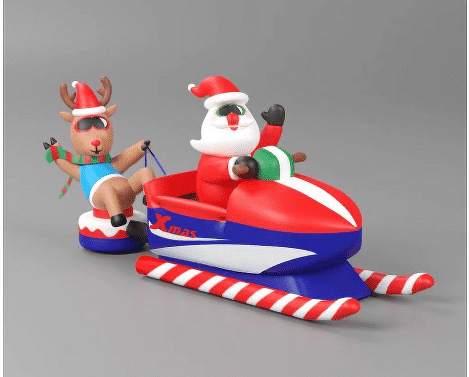 Snowmobile Santa Claus and Reindeer Sleigh LED Christmas Inflatables Outdoor Decorations P175