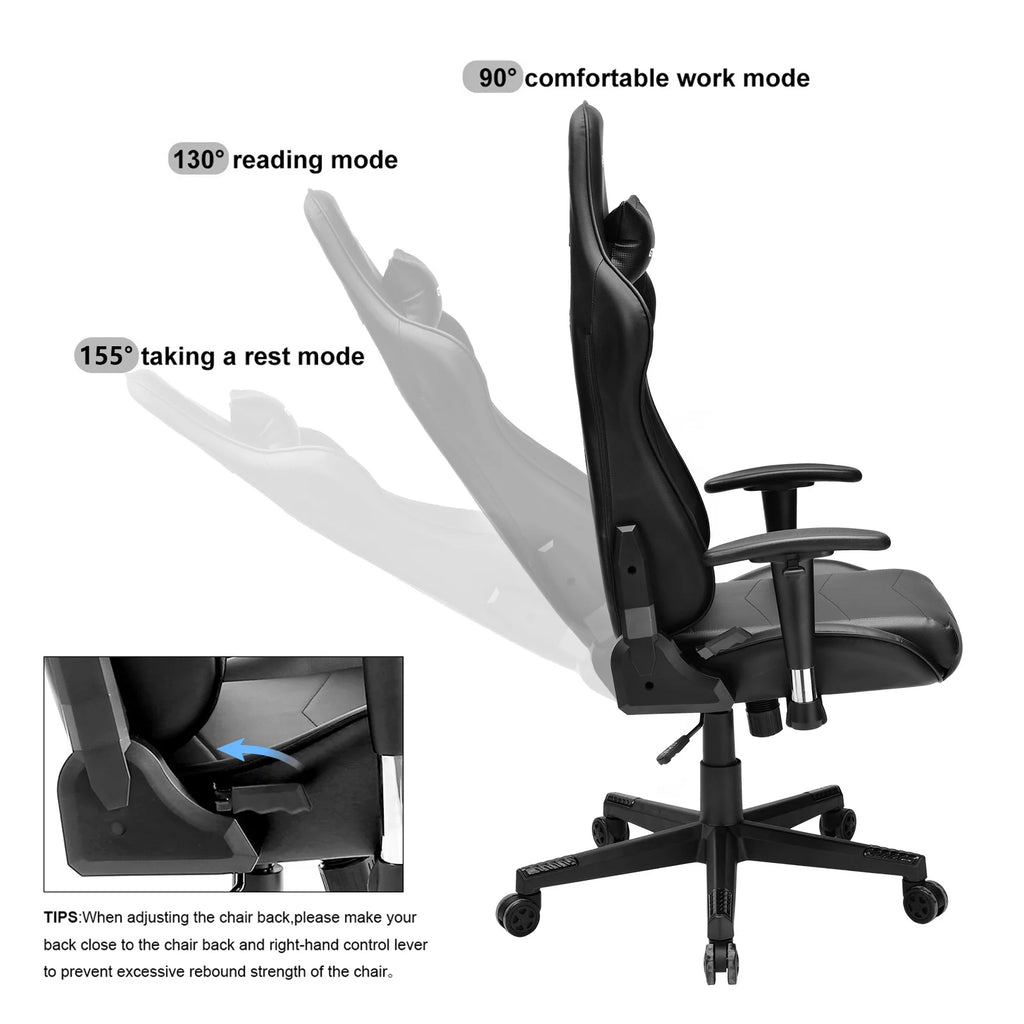 Black Ergonomic High Back Reclining Gaming Chair B8440