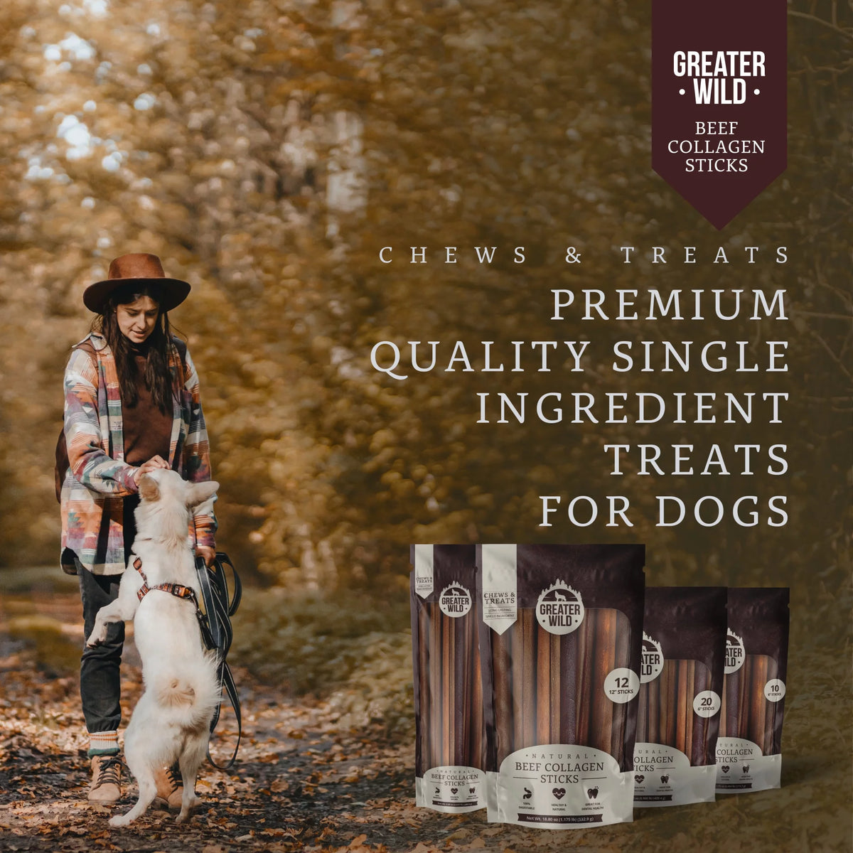 12" Beef Collagen Sticks Dog Treats - 6 Sticks E1790
