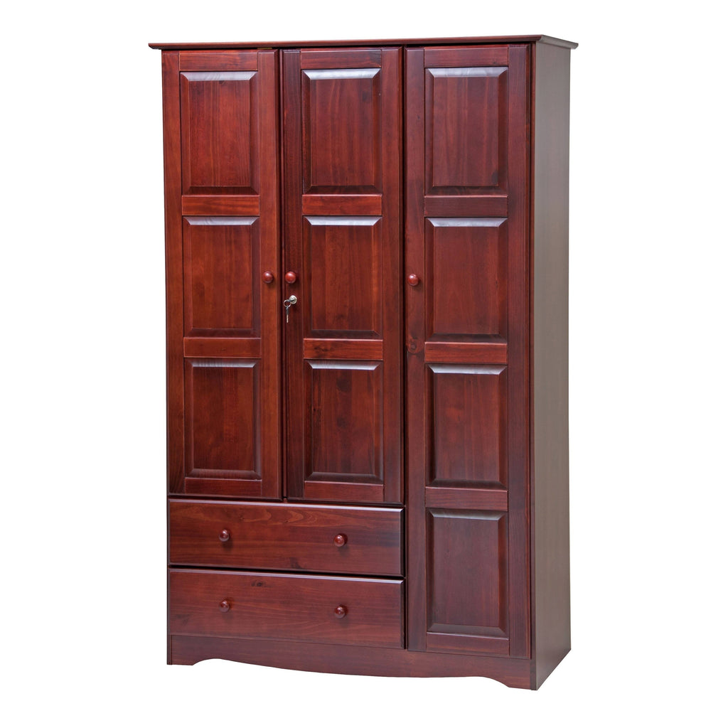 Solid Wood 3-Door Wardrobe with Lock I89153