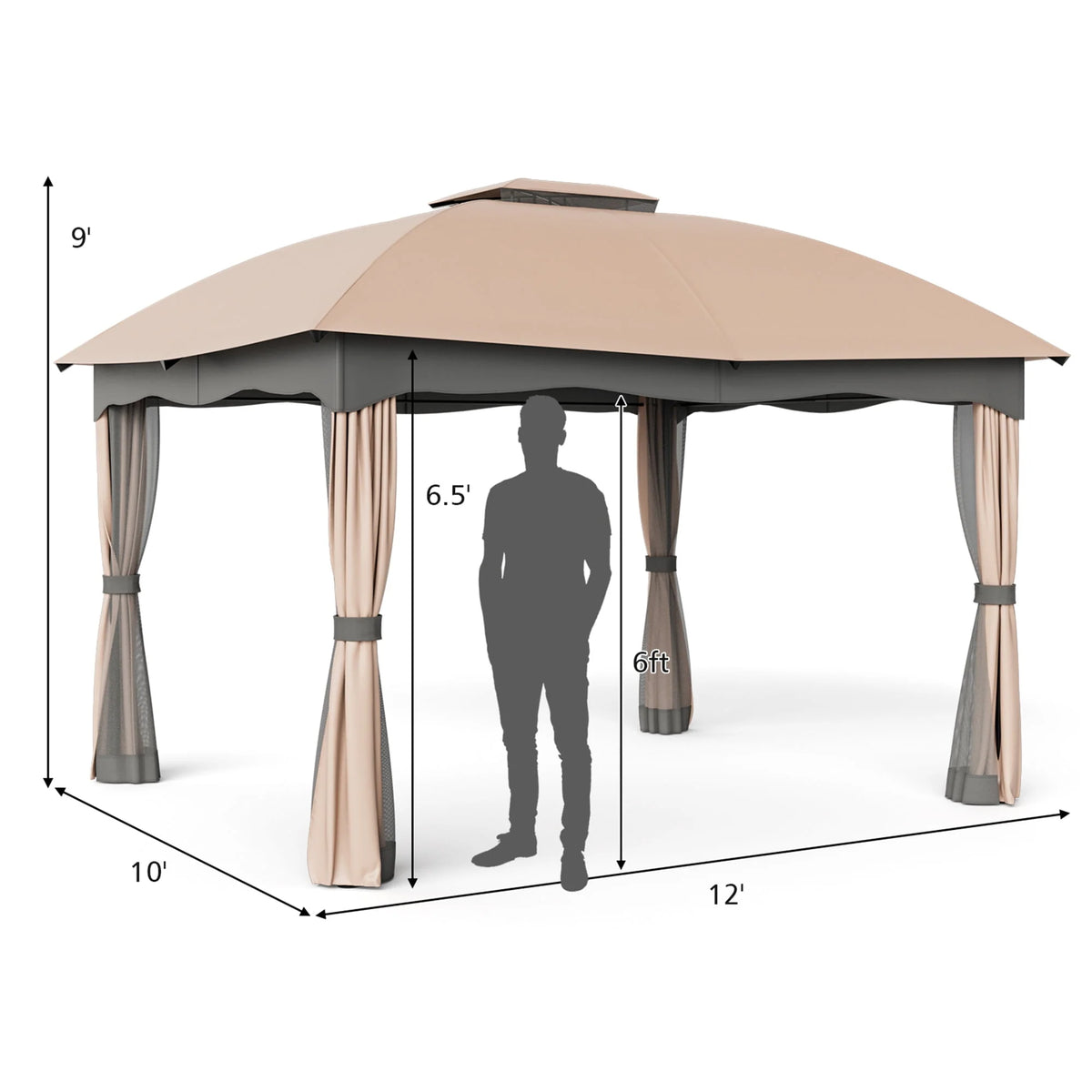12' x 10' Heavy Duty Steel Gazebo O42761